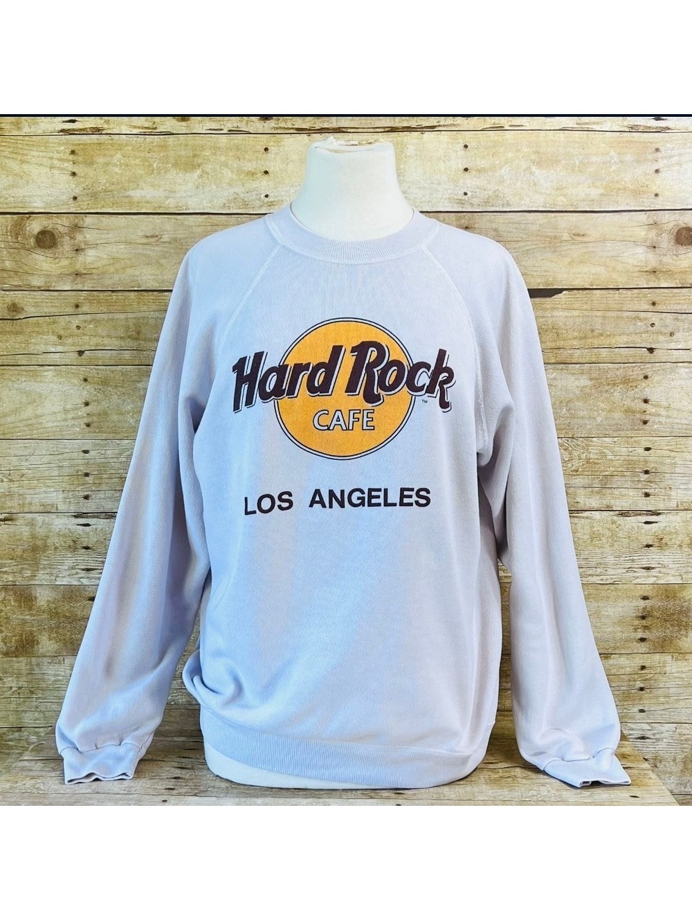 Vintage Hard Rock Cafe Los Angeles Sweatshirt Size Large Hanes Beige